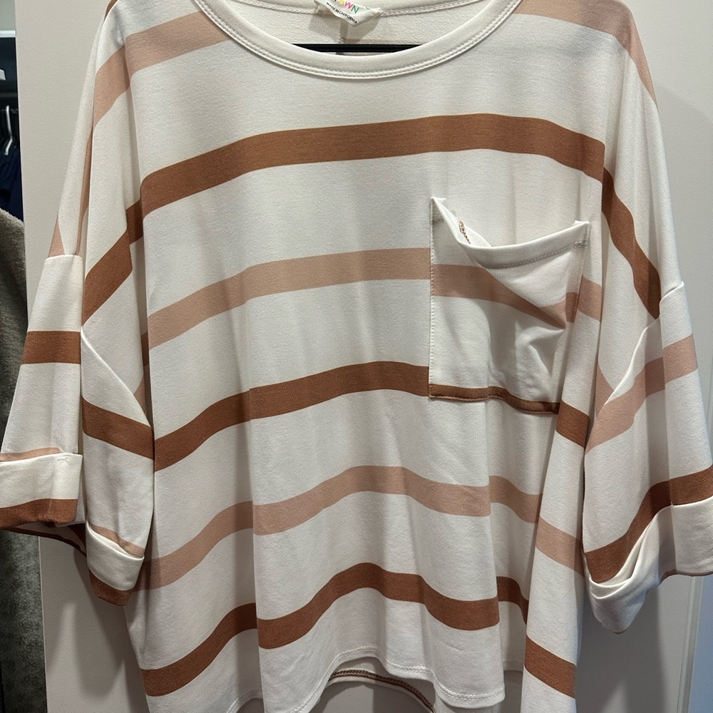 Striped Oversized Top with Pocket